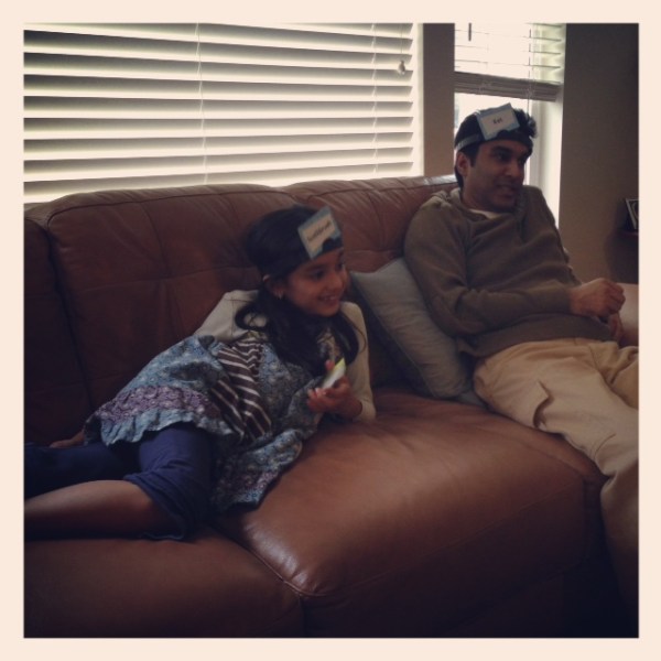 No great pictures of the past weekend because shortly after this rousing game of "Headbanz"...